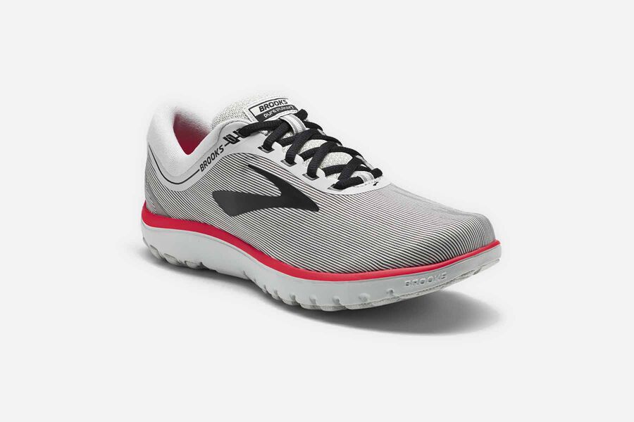 Pureflow 7 Road Brooks Running Shoes NZ Womens - Grey/Black/Pink - AIRQNZ-179